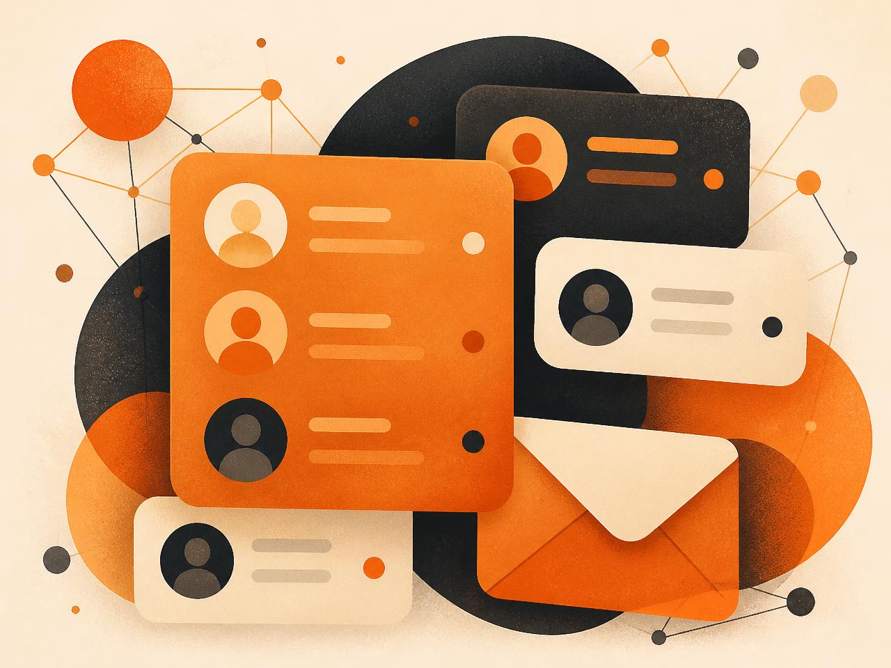 Illustration of contact records flowing into an email campaign